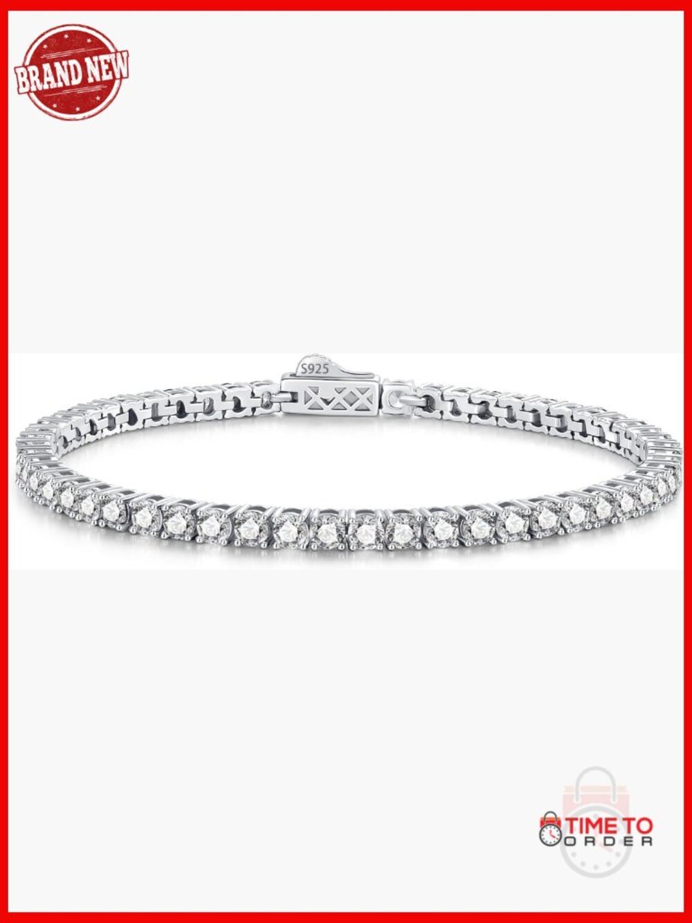 5.1CT Moissanite Tennis Bracelet, 925 Sterling Silver, 6.5 Inch